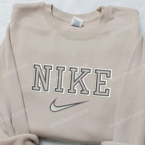 Double Outline x Nike Embroidered Shirt – Perfect Gift for Son Custom Design