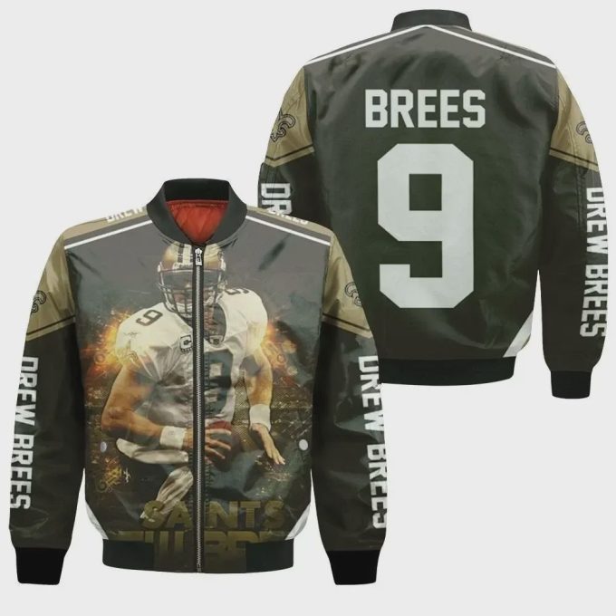 Drew Brees New Orleans Saints Custom Name Personalized Logo Bomber Jacket