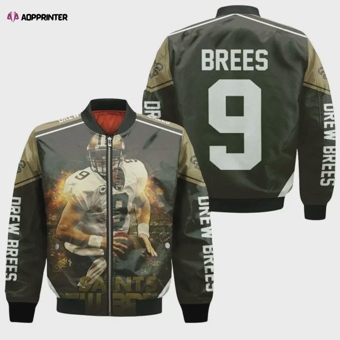 Drew Brees New Orleans Saints Custom Name Personalized Logo Bomber Jacket