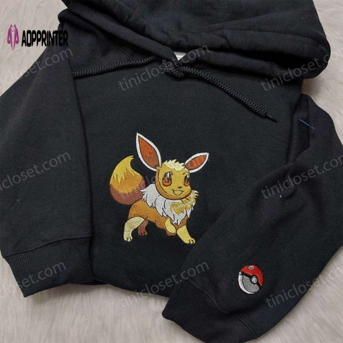 Eevee Pokemon Embroidered Shirt – Best Anime Fan Gift for Pokemon Lovers