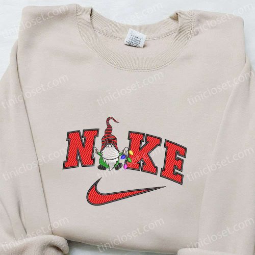 Gnome Christmas x Nike Embroidered Sweatshirt: Best Festive Gift Idea Nike Inspired Shirt