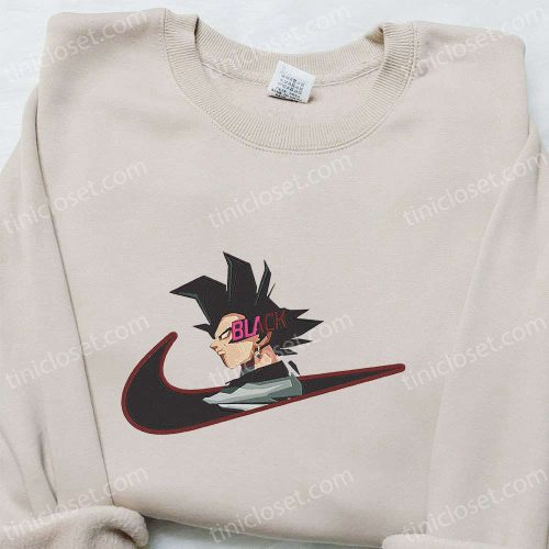 Exclusive Goku Black x Nike Swoosh Anime Shirt Dragon Ball Custom Embroidered