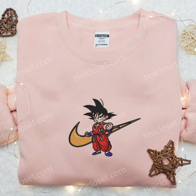 Goku Kid x Nike Swoosh Anime Embroidered Sweatshirt: Dragon Ball & Nike Inspired Shirt