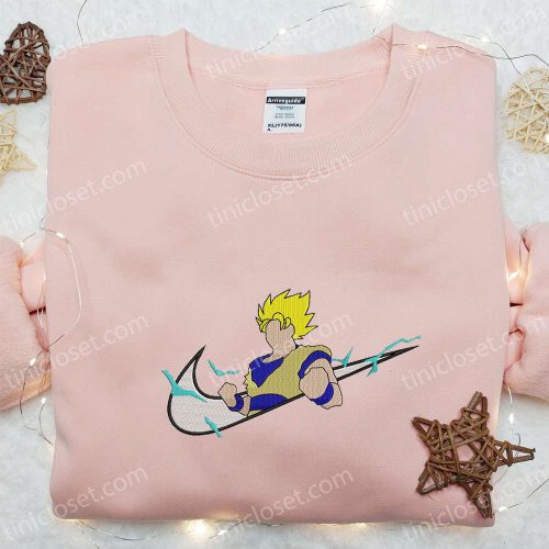 Goku Super Saiyan 2 x Nike Swoosh Anime Embroidered Sweatshirt – Dragon Ball Cool Anime Clothing