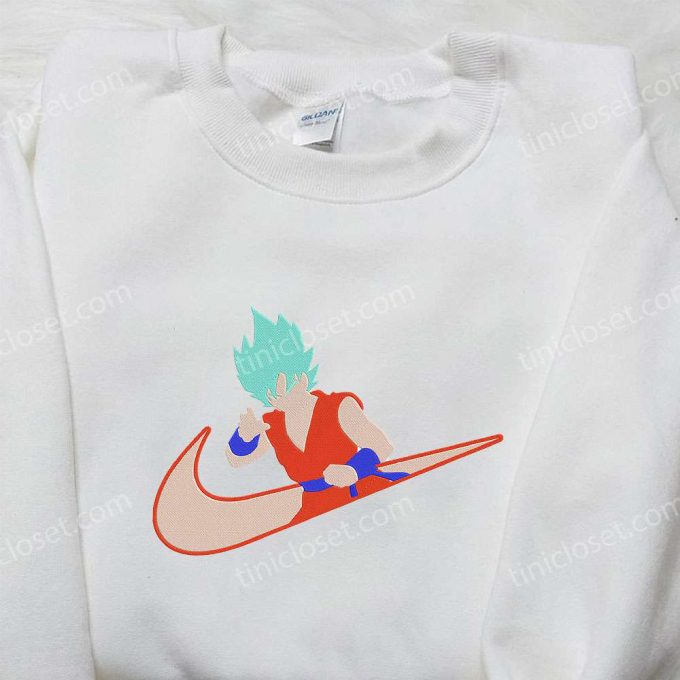 Goku Super Saiyan Blue x Nike Embroidered Shirt – Dragon Ball & Custom Design