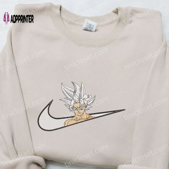 Goku Ultra Instinct x Nike Swoosh Anime Embroidered Sweatshirt – Dragon Ball & Nike Inspired Shirt