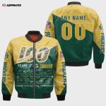 Green Bay Packers 100 Years With Custom Name Number Bomber Jacket