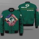 Green Bay Packers 3D Flag Pattern Bomber Jacket – Green