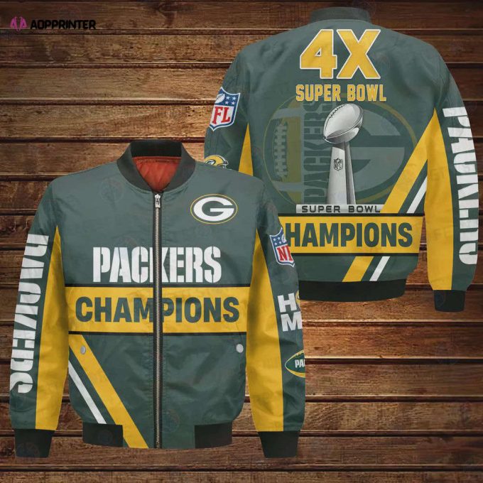 Green Bay Packers 4X Super Bowl Champions Design Bomber Jacket