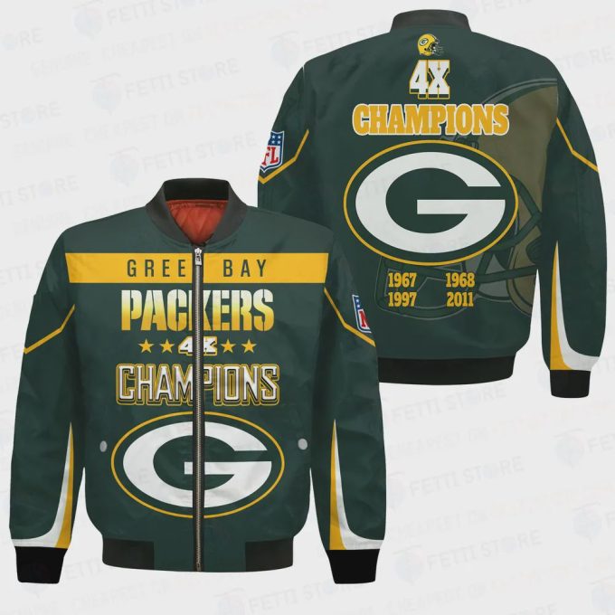 Green Bay Packers 4X Super Bowl Champions Unisex Bomber Jacket