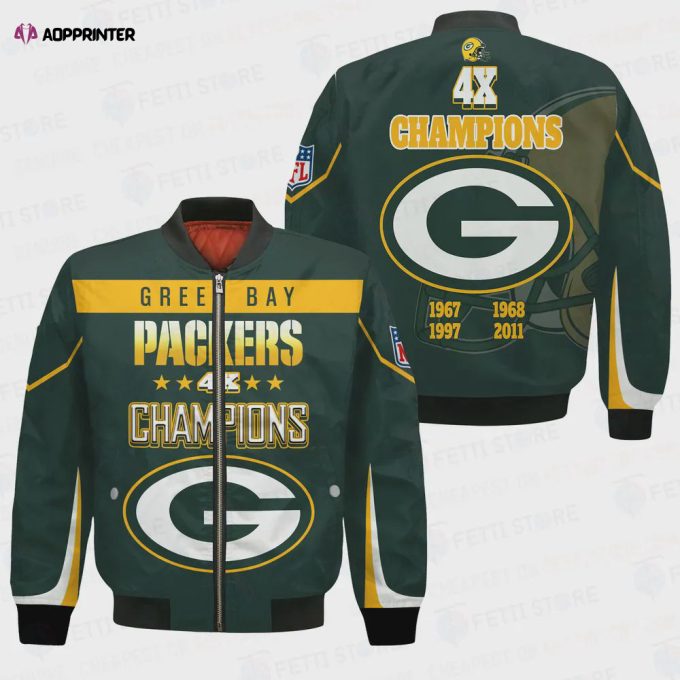 Green Bay Packers 4X Super Bowl Champions Unisex Bomber Jacket