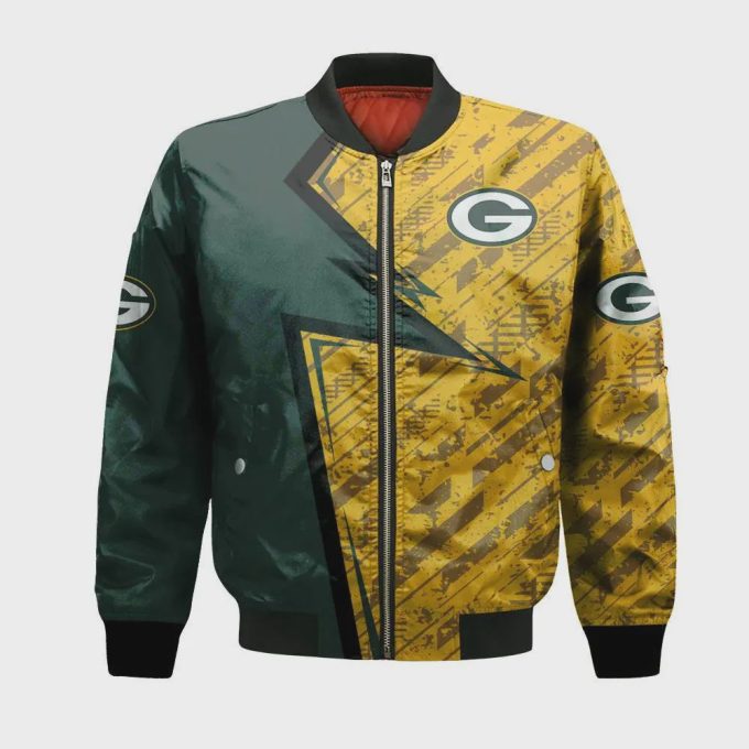 Green Bay Packers Bomber Jacket 3D Printed Abstract Pattern Sport