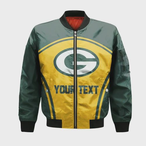 Green Bay Packers Bomber Jacket 3D Printed Custom Text And Number Curve Style Sport