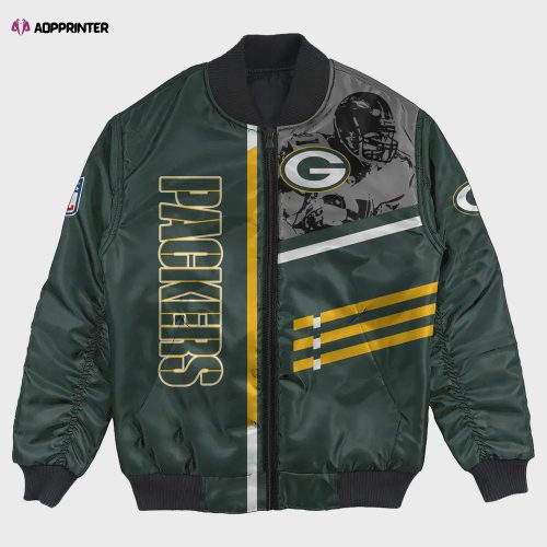 Green Bay Packers Bomber Jacket 3D Printed Custom Text And Number Curve Style Sport