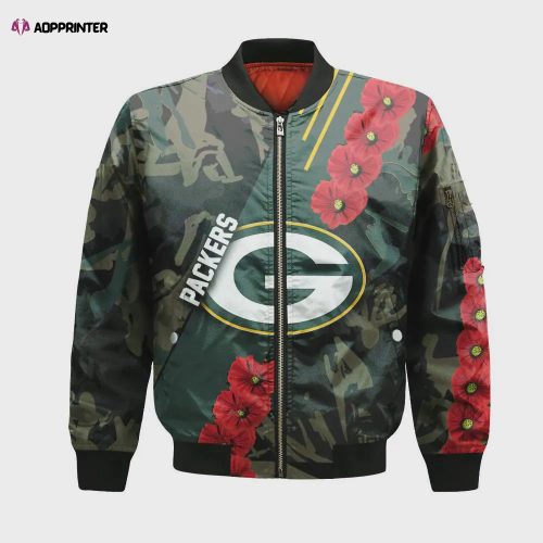 Green Bay Packers Bomber Jacket 3D Printed Team Logo Custom Text And Number