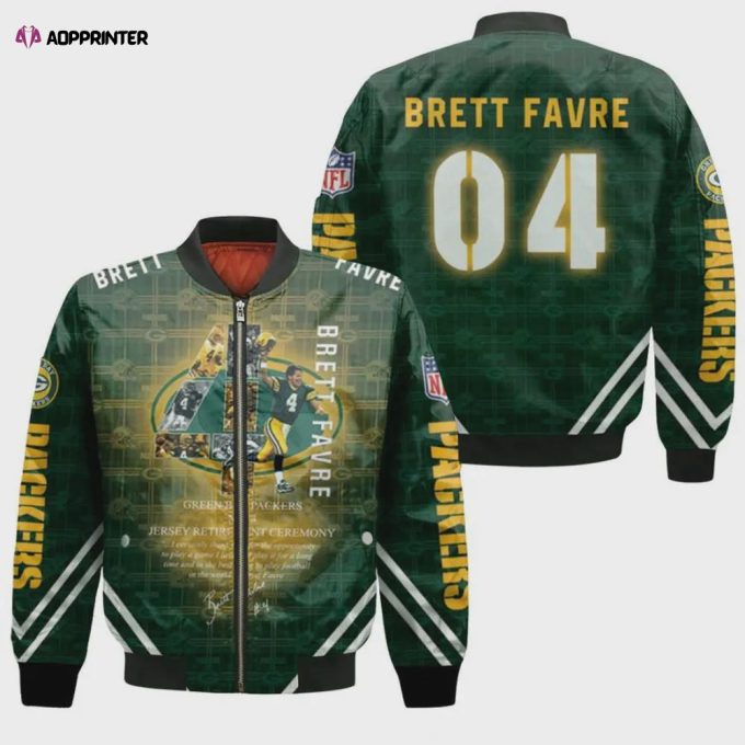 Green Bay Packers Brett Favbre Pattern Bomber Jacket