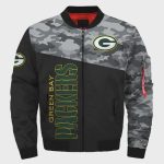 Green Bay Packers Camo Pattern Bomber Jacket – Black And Gray