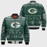 Green Bay Packers Christmas Pattern Bomber Jacket – Dark Green