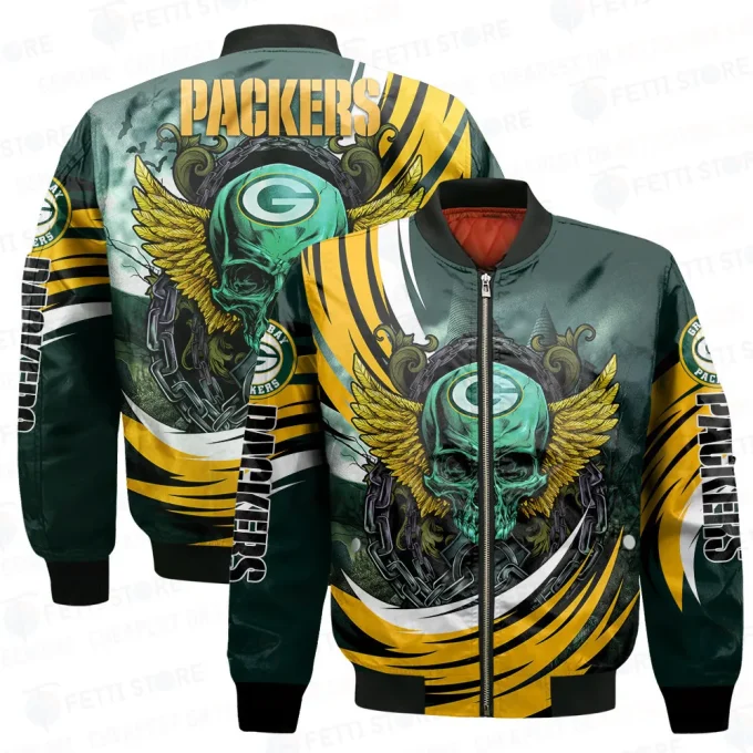 Green Bay Packers Halloween Magic Pattern 3D Bomber Jacket