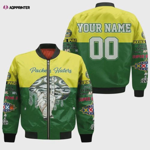 Green Bay Packers Davante Adams Pattern Bomber Jacket – Black