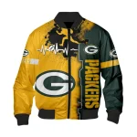 Green Bay Packers Heart ECG Line Pattern Bomber Jacket – Green Yellow