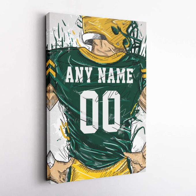 Green Bay Packers Jersey Personalized Jersey NFL Custom Name and Number Canvas Wall Art Home Decor Framed Poster Man Cave Gift