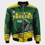 Green Bay Packers Logo Pattern Bomber Jacket – Green And Yellow