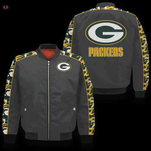 Green Bay Packers Pattern Bomber Jacket – Navy Blue