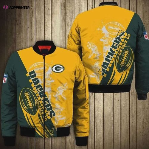 Green Bay Packers Pattern Bomber Jacket – Yellow And Green