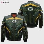 Green Bay Packers Team Logo 3D Pattern Bomber Jacket – Dark Green