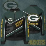 Green Bay Packers Team Logo Pattern Bomber Jacket – Dark Green