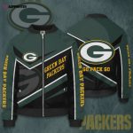 Green Bay Packers Team Logo Pattern Bomber Jacket – Dark Green