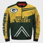 Green Bay Packers Team Logo Pattern Bomber Jacket – Green And Yellow