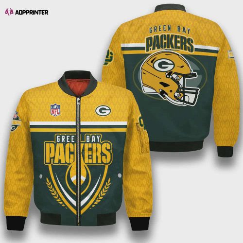 Green Bay Packers Team Logo Pattern Bomber Jacket – Dark Green