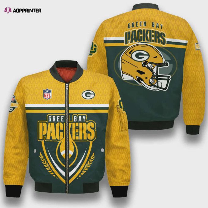 Green Bay Packers Traditional Football Pattern Bomber Jacket