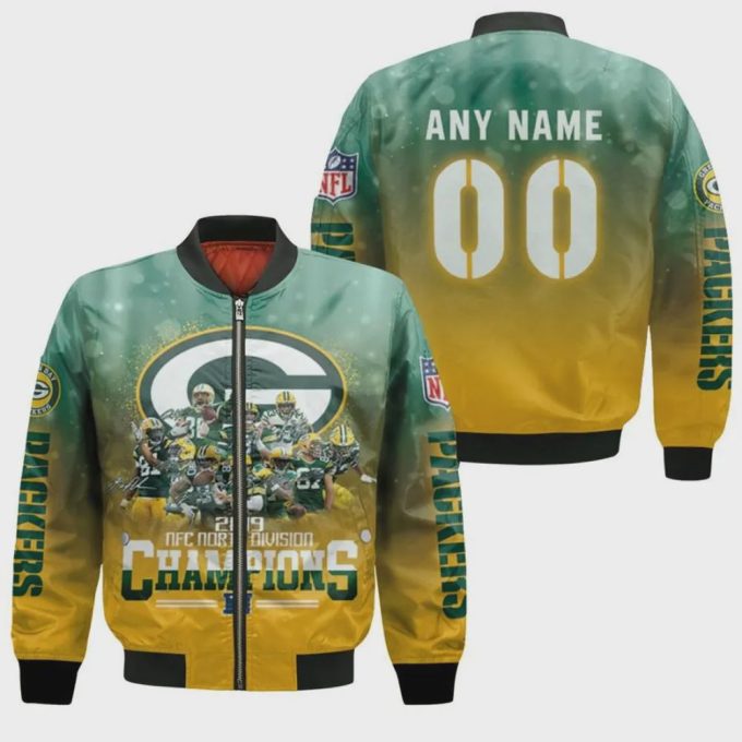 Green Bay Packers With Custom Name Number Bomber Jacket – Yellow And Green