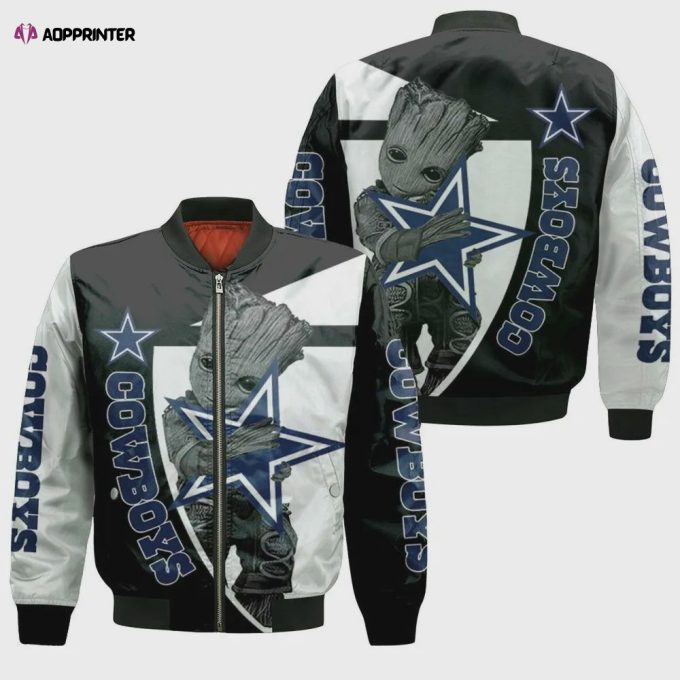 Groot Hug Dallas Cowboys Pattern Bomber Jacket