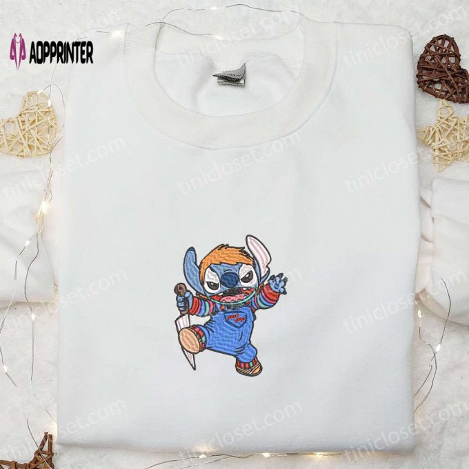 Spooky Halloween Chucky Stitch Embroidered Sweatshirt Disney Shirt Funny T-shirt