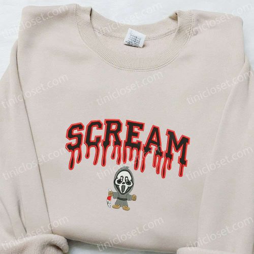 Halloween Scream Ghost Embroidered Shirt: Spooky & Best Family Gifts