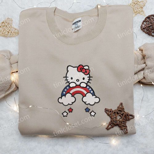 Hello Kitty 4th of July Embroidered Shirt: Cartoon National Day Gift