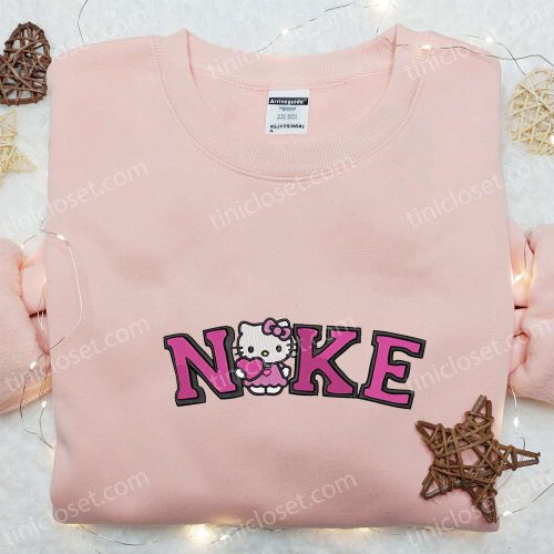 Hello Kitty Heart x Nike Cartoon Embroidered Tshirt – Cute & Cool Hello Kitty Embroidered Shirt