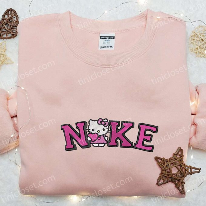 Hello Kitty Heart x Nike Cartoon Embroidered Tshirt – Cute & Cool Hello Kitty Embroidered Shirt