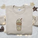 Spook-tacular Horror Latte Embroidered Shirt – Perfect Halloween Gift for Family