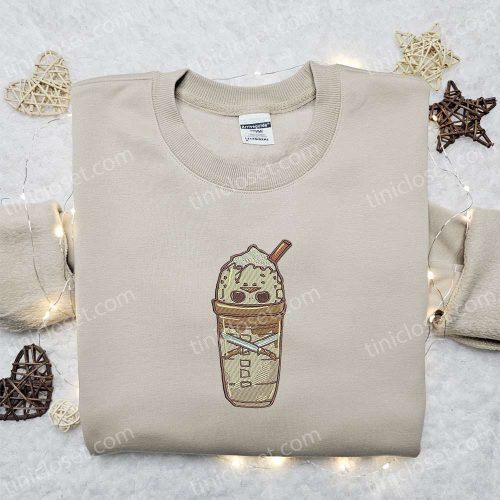 Spook-tacular Horror Latte Embroidered Shirt – Perfect Halloween Gift for Family