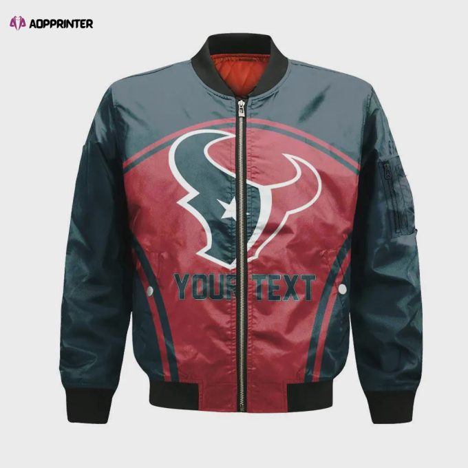 Houston Texans Bomber Jacket 3D Printed Custom Text And Number Curve Style Sport