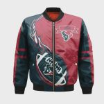 Houston Texans Bomber Jacket 3D Printed Flame Ball Pattern