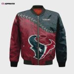 Houston Texans Bomber Jacket 3D Printed Grunge Polynesian Tattoo