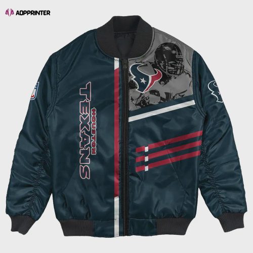 Houston Texans Lightning Pattern Bomber Jacket – Navy Black