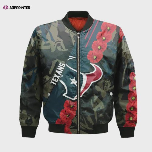 Houston Texans Bomber Jacket 3D Printed Custom Text And Number Curve Style Sport