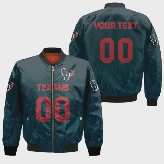 Houston Texans Bomber Jacket 3D Printed Team Logo Custom Text And Number